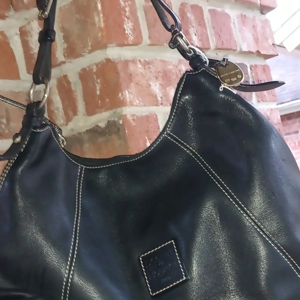 Vintage Dooney & Bourke Black Leather Hobo Bag - Picture 1 of 9